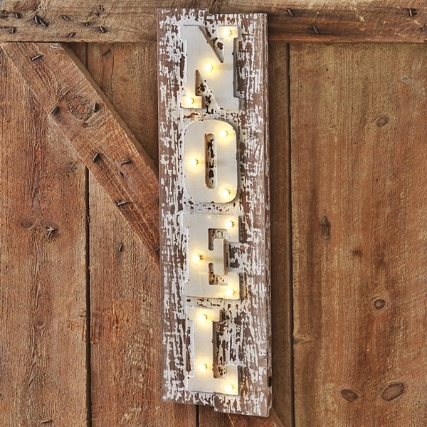 CTW Home Collection Farmhouse NOEL Marquee Lights on Wooden Sign