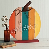 CTW Home Collection Autumn-Theme Pumpkin Metal and Wood 'Welcome' Sign
