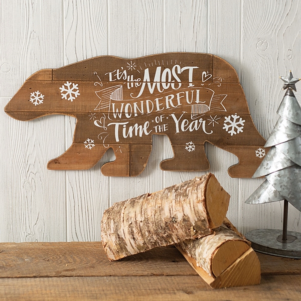 CTW Home Collection 'Most Wonderful Time of the Year' Bear-Shaped Sign