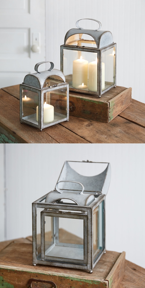 CTW Home Collection Set of Two 'Reddington' Galvanized-Metal Lanterns
