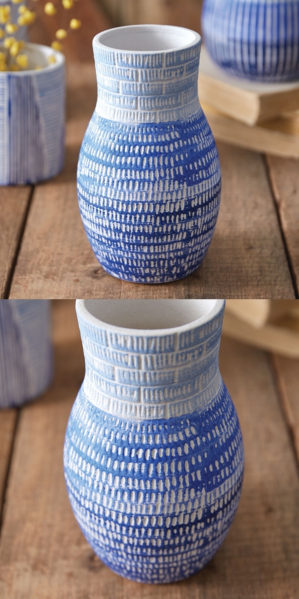 CTW Home Collection "Blue Lagoon" Clay Bouquet Vase