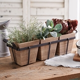 CTW Home Collection Metal Caddy with Three Removable Wooden Boxes