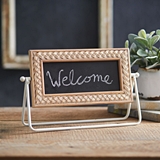 CTW Home Collection Tabletop A-Frame Chalkboard with Woven Cane Motif