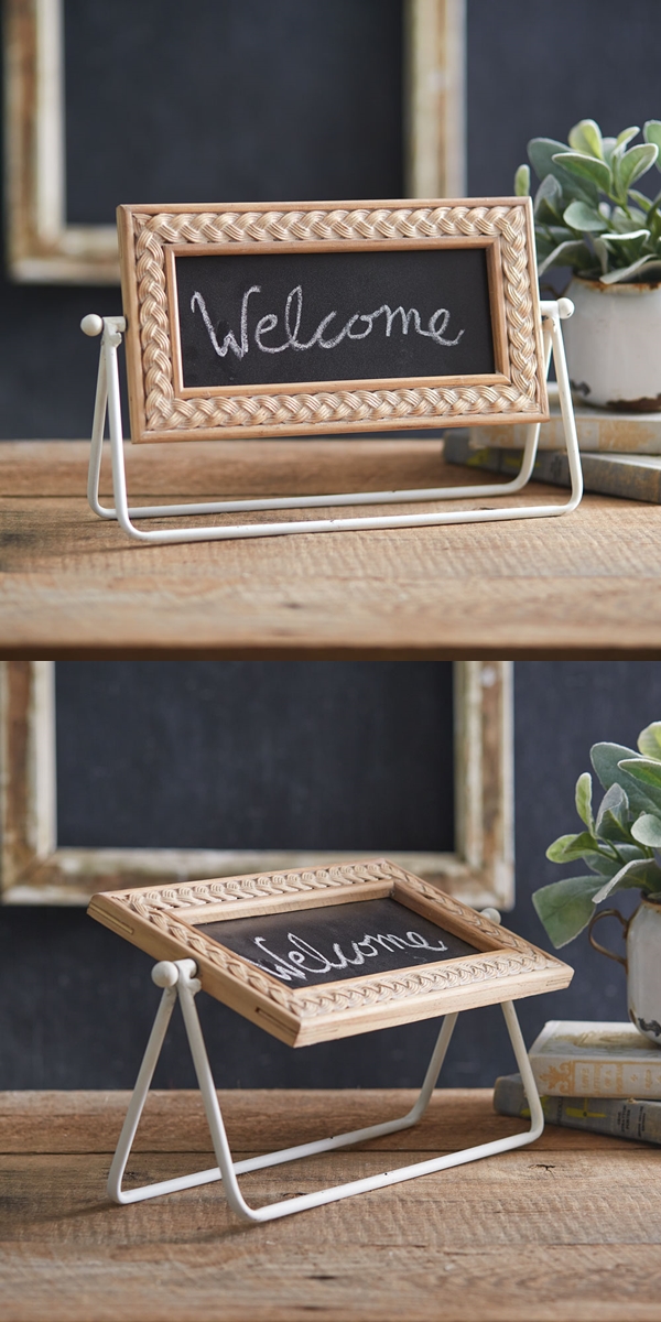 CTW Home Collection Tabletop A-Frame Chalkboard with Woven Cane Motif