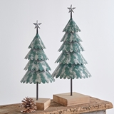 CTW Home Collection Set of Two Distressed-Metal Evergreen Trees