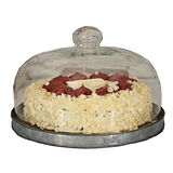CTW Home Collection Large Glass Dessert Cloche with Metal Base