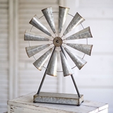 CTW Home Collection Large Tabletop Metal Windmill with Spinning Wheel