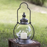 CTW Home Collection Small Gunmetal Steeple Lantern with Globe Chimney