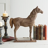 CTW Home Collection Chiseled-Wood-Look Standing Horse Statue