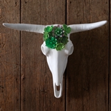 CTW Home Collection Boho Faux Longhorn Skull with Faux Succulents