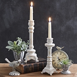 CTW Home Collection Set of 2 'Balmoral' Whitewashed Taper Candle Holders