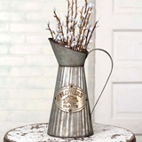 CTW Home Collection Tall Corrugated-Metal 'Flowers and Plants' Pitcher