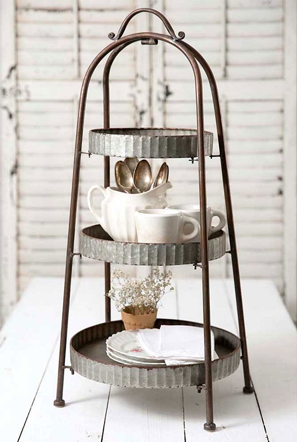 CTW Home Collection Three-Tier Metal Display with Corrugated-Edge Trays