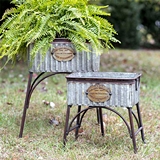 CTW Home Collection Set of 2 Galvanized-Metal Poland Tubs with Stands