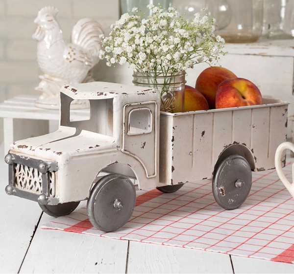CTW Home Collection Antiqued-White Metal Vintage Pickup Truck Planter