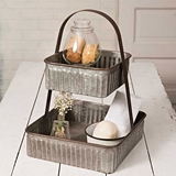 CTW Home Collection Two-Tiered Corrugated-Metal Square Tray