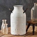 CTW Home Collection 'Oxford Dairy Farms' White-Enameled-Metal Milk Can