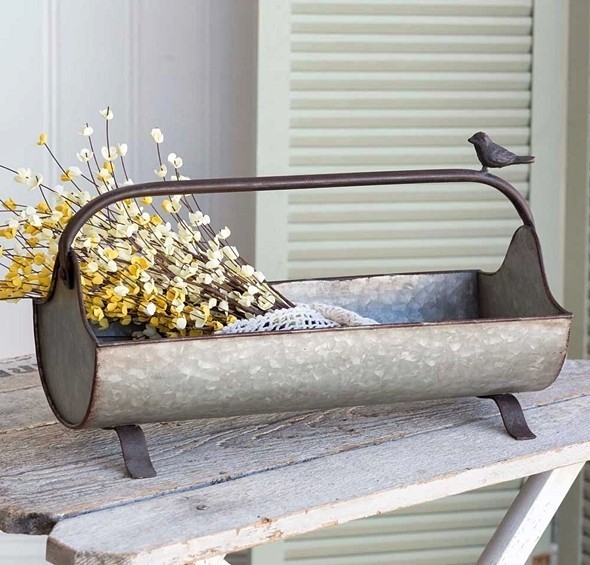CTW Home Collection Metal Open Feed-Trough Caddy with Songbird Accent