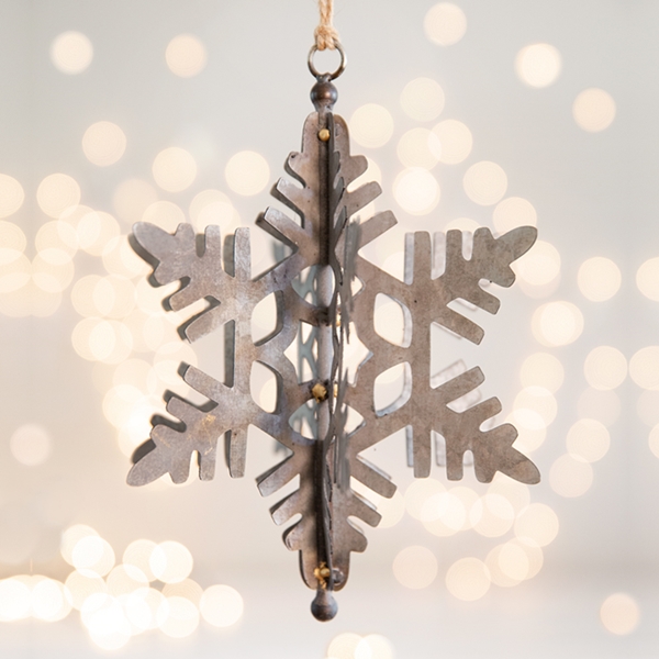 CTW Home Collection Blizzard Snowflake Metal Ornaments (Box of 2)