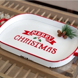 CTW Home Collection Merry Christmas Enameled-Metal Oval Serving Tray