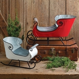 CTW Home Collection Painted Galvanized-Tin Holiday Sleighs (Set of 2)