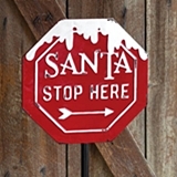 CTW Home Collection 'Santa Stop Here' Red & White Enameled-Metal Sign