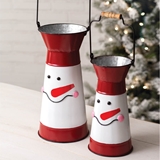 CTW Home Collection Set of Two Snowman Containers with Wood Handles