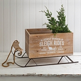 CTW Home Collection Large Metal Sleigh with Wood Box Compartment