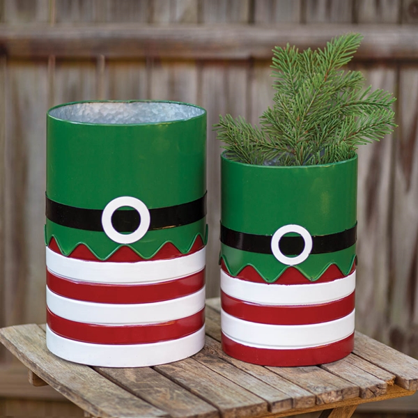 CTW Home Collection Set of Two Enameled-Metal Elf Suit Containers