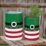 CTW Home Collection Set of Two Enameled-Metal Elf Suit Containers