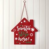 CTW Home Collection Santa Stop Here Enameled-Metal Hanging Wall Sign