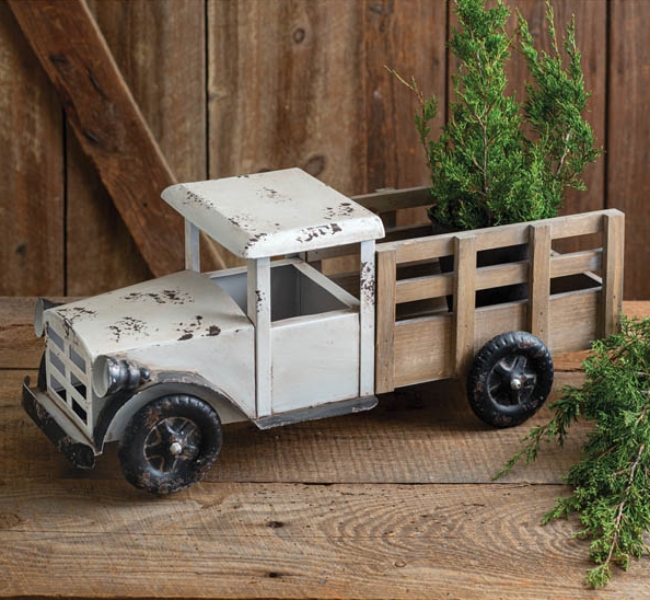 CTW Home Collection Antiqued-White Retro Farm Truck Tabletop Decor