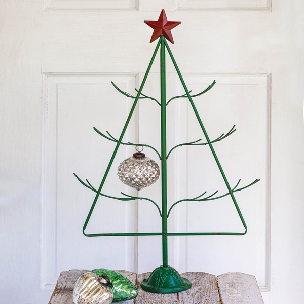 CTW Home Collection Green-Metal Holiday Tree with Wire Branches and Star