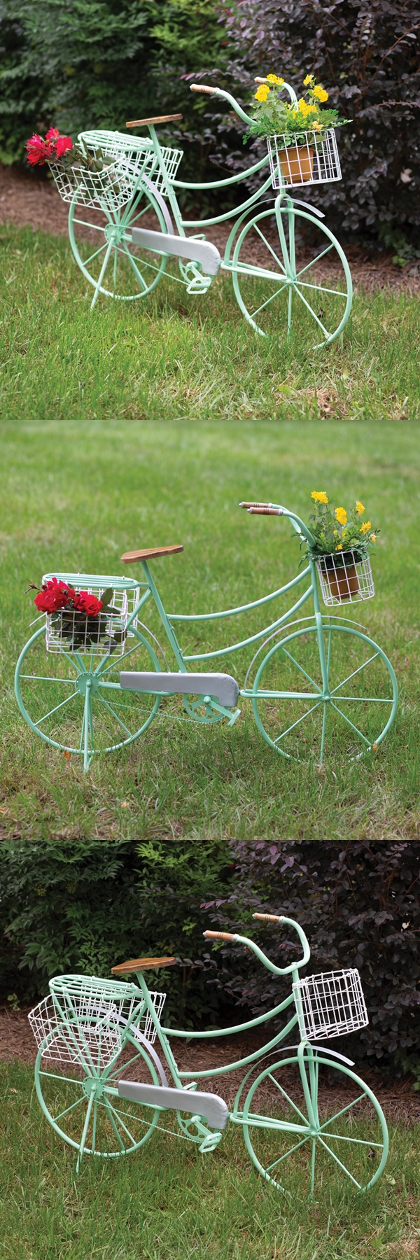CTW Home Collection Decorative Mint Green Bicycle with Three Baskets