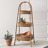 CTW Home Collection Three-Tiered Bamboo-Look Metal Serving Tray