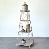 CTW Home Collection Metal Silo Three-Tier Display with Wood Shelves
