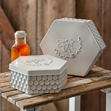 CTW Home Collection Set of Two Hexagon-Shaped Enameled-Metal Bee Boxes