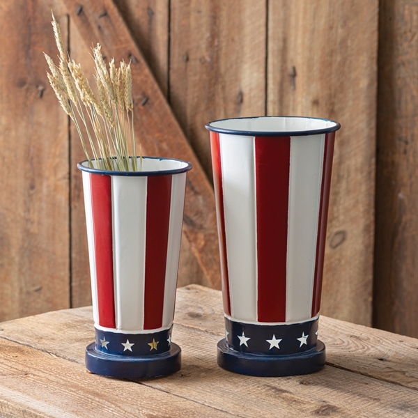 CTW Home Collection Set of Two Stars & Stripes Design Patriotic Vases