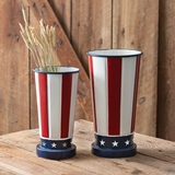 CTW Home Collection Set of Two Stars & Stripes Design Patriotic Vases