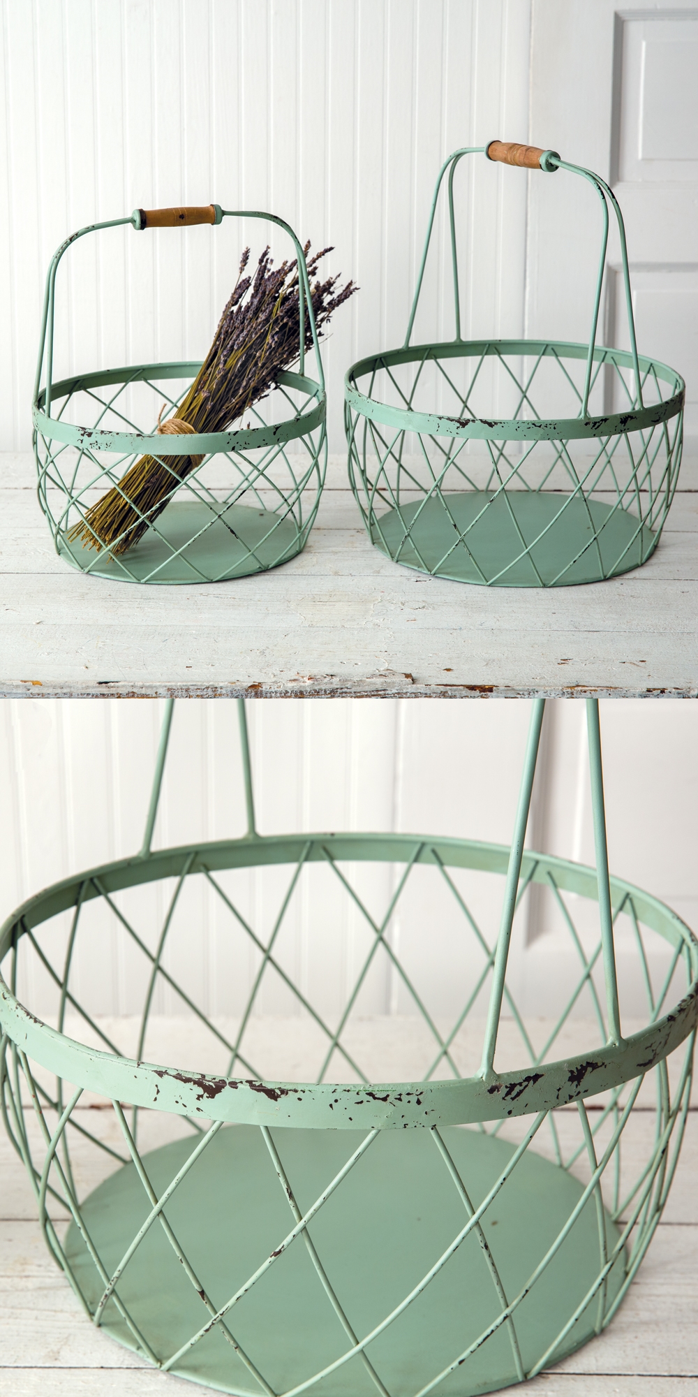 CTW Home Collection Set of Two Robins Egg Blue-Colored Wire Baskets