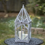 CTW Home Collection Driftwood and Glass Lantern with Hanging Loop