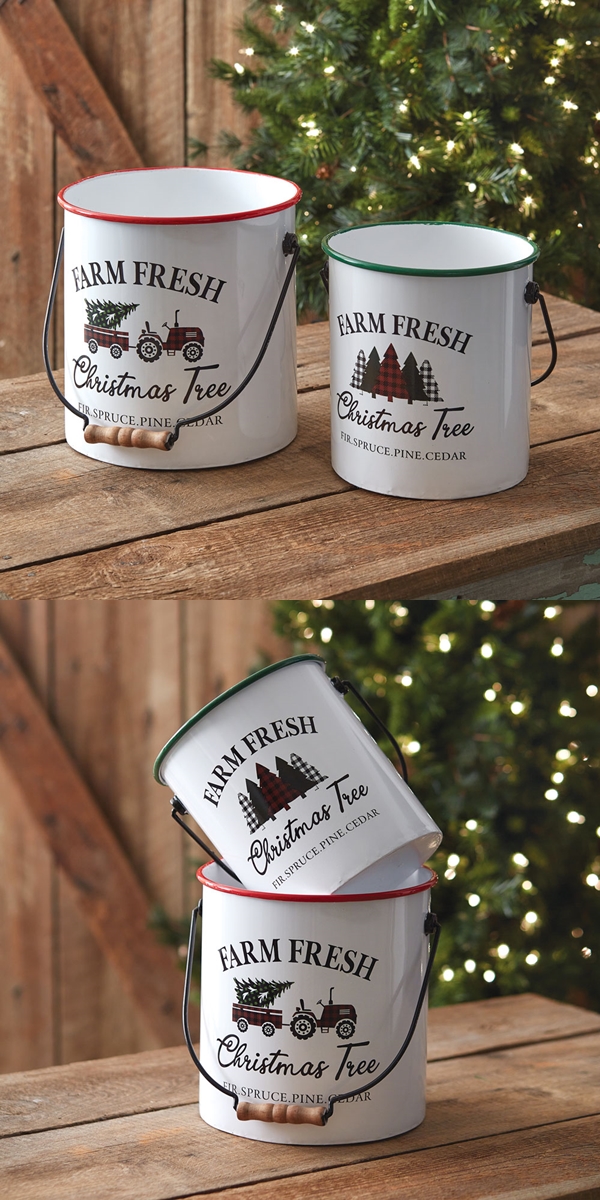 CTW Home Collection Set of Two 'Farm Fresh' Christmas Tree Buckets