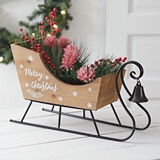 CTW Home Collection Tabletop Wooden 'Merry Christmas' Sleigh with Bell