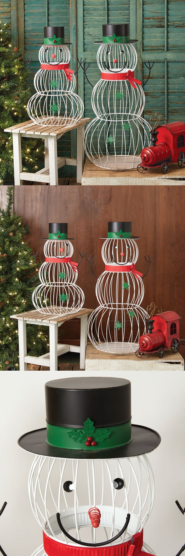 CTW Home Collection Set of Two Metal-Wire Snowmen Displays