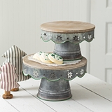 CTW Home Collection Set of Two Snowflake-Motif Christmas Dessert Stands