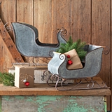 CTW Home Collection Set of Two Distressed Galvanized-Metal Sleighs
