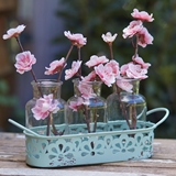 CTW Home Collection Decorative Three-Jar Floral-Motif Metal Caddy