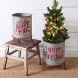 CTW Home Collection Set of Two Galvanized-Metal Christmas Containers
