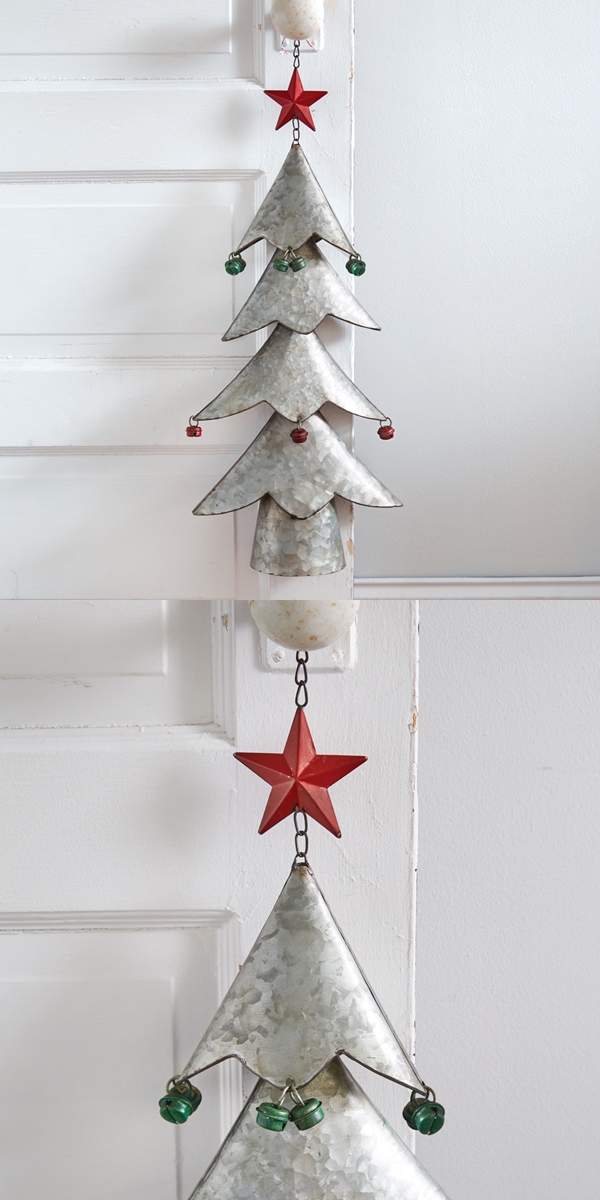 CTW Home Collection Galvanized-Metal Hanging Christmas Tree with Star Atop