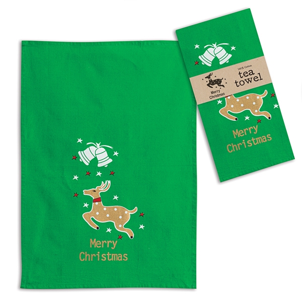 CTW Home Collection Merry Christmas Reindeer Tea Towels (Box of 4)